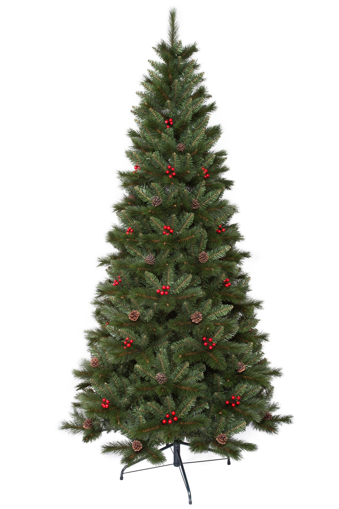 6ft Dunlewey Berry Pine artificial Christmas tree with red berries and pine cones