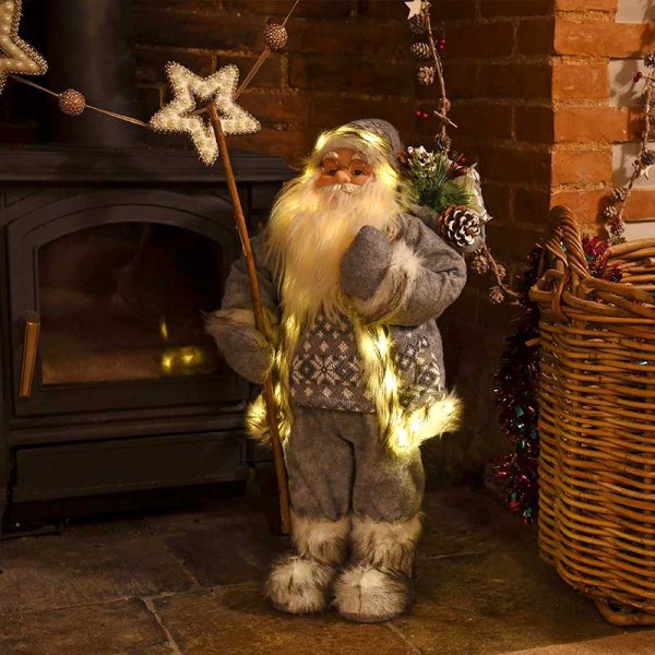 Battery Operated Inlit Father Christmas - Grey