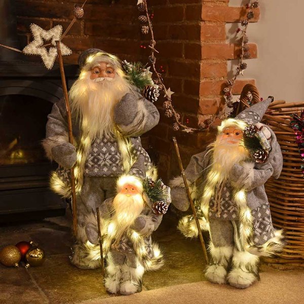 Battery Operated Inlit Father Christmas - Grey