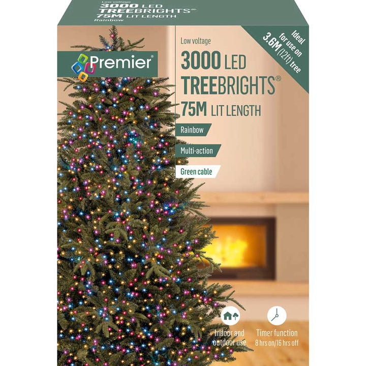 3000 LED TreeBrights Tree Lights with Green Cable