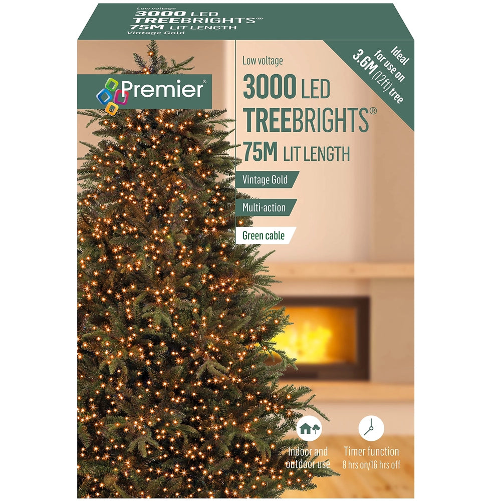 3000 LED TreeBrights Tree Lights with Green Cable