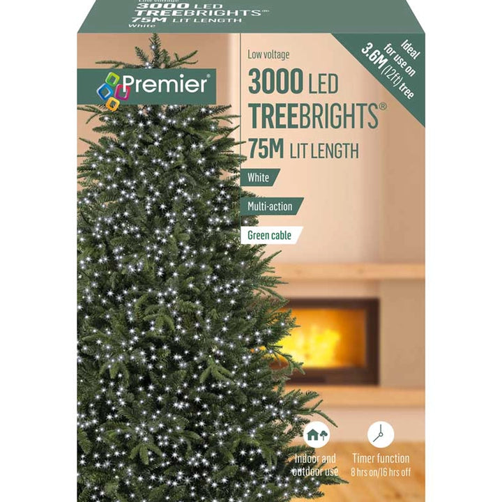 3000 LED TreeBrights Tree Lights with Green Cable