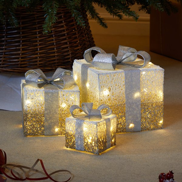 Sparkly Faux Gift Box Parcels - Gold