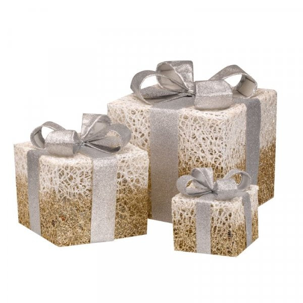 Sparkly Faux Gift Box Parcels - Gold