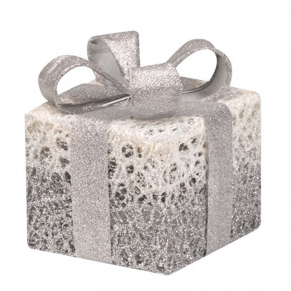 Sparkly Faux Gift Box Parcels - Silver