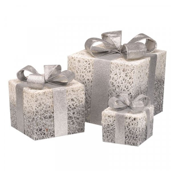 Sparkly Faux Gift Box Parcels - Silver