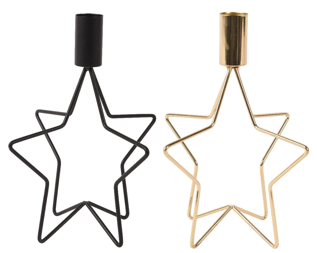 Kaemingk Iron Star Candleholder - Set of 2