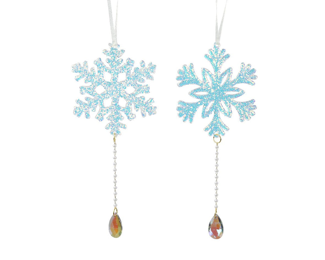 Kaemingk Plastic Turkey Feather Snowflake - Set of 2