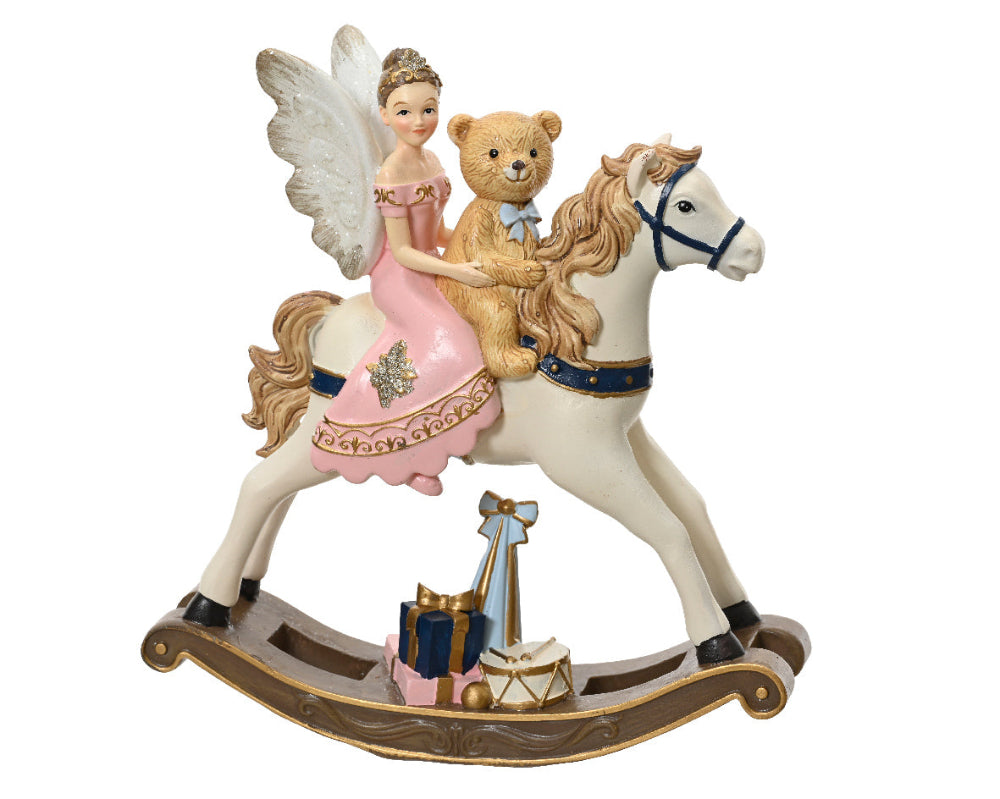 20cm Rocking Horse With Fairy – ChristmasLightsandTrees.com