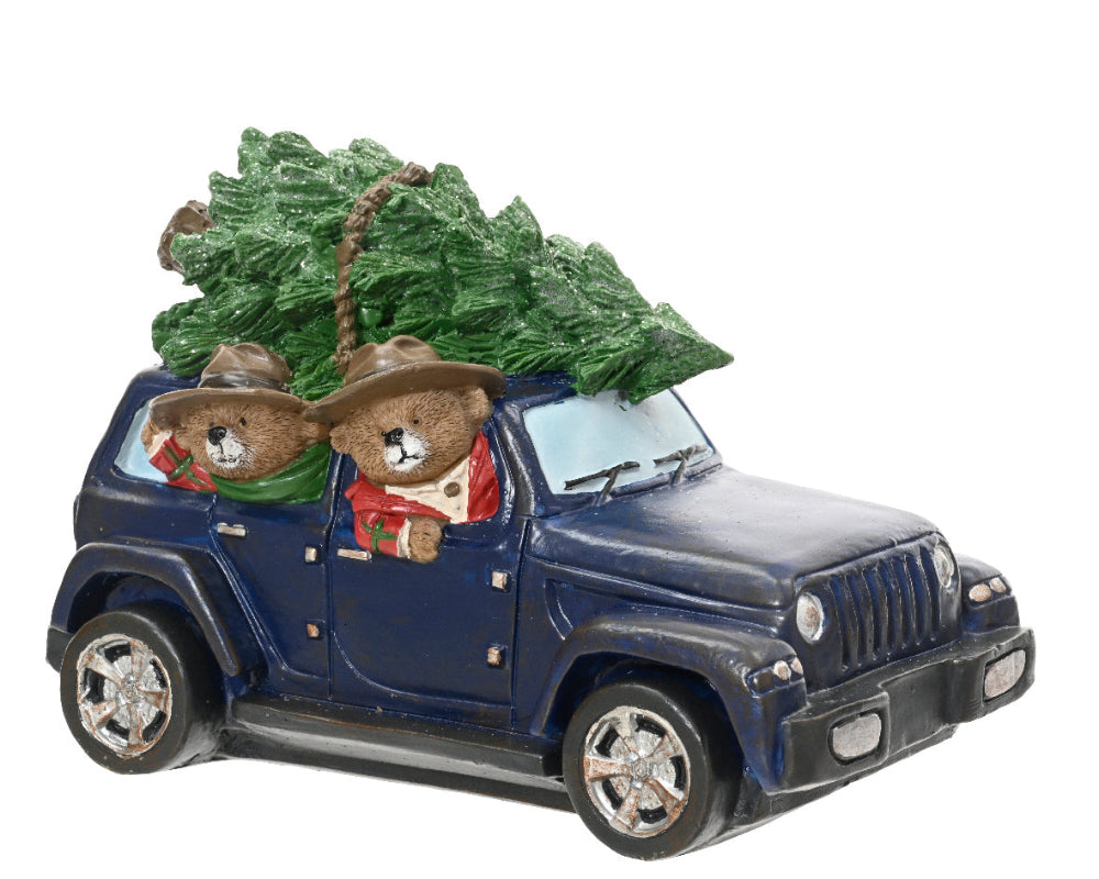 Car Polyresin With Bears Driving