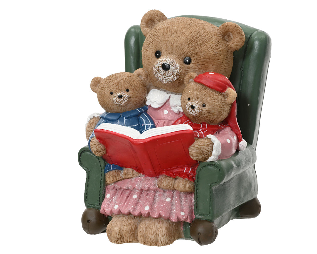 17cm Bear Polyresin Reading Book