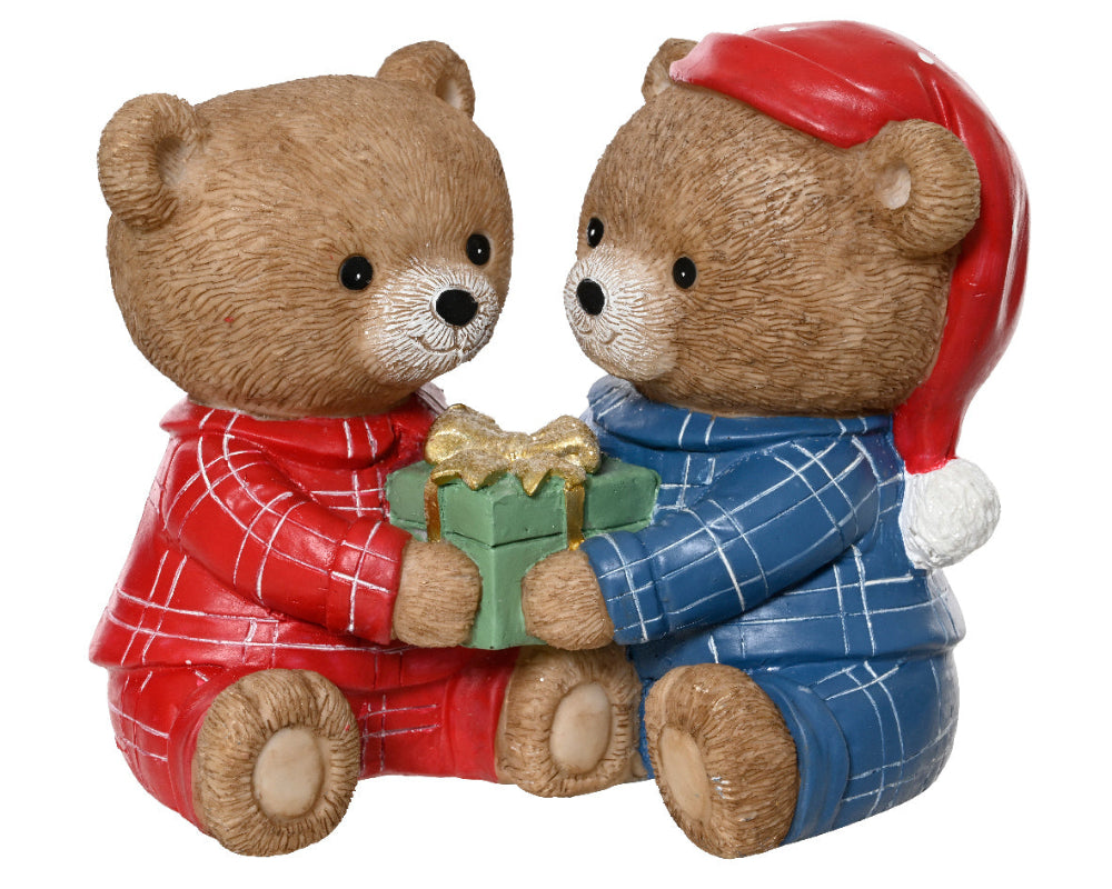 14cm 2 Bears Holding Present