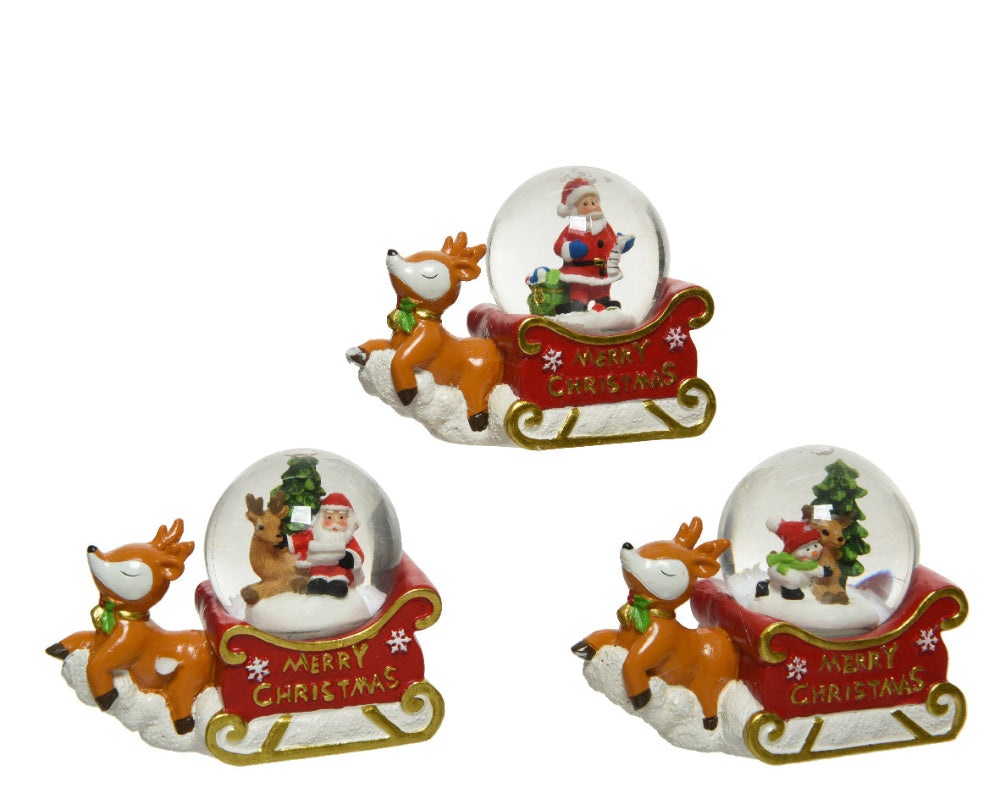 Snowglobe On Sleigh With Reindeer