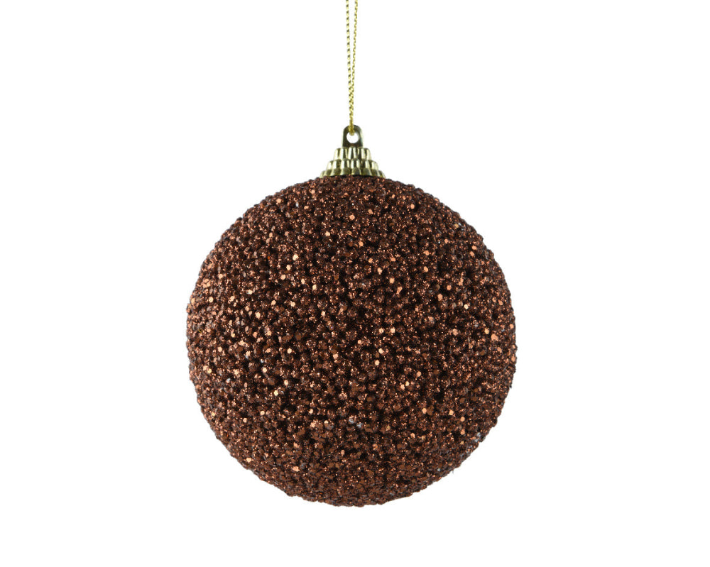 8cm Foam Bauble With Sequins Espresso
