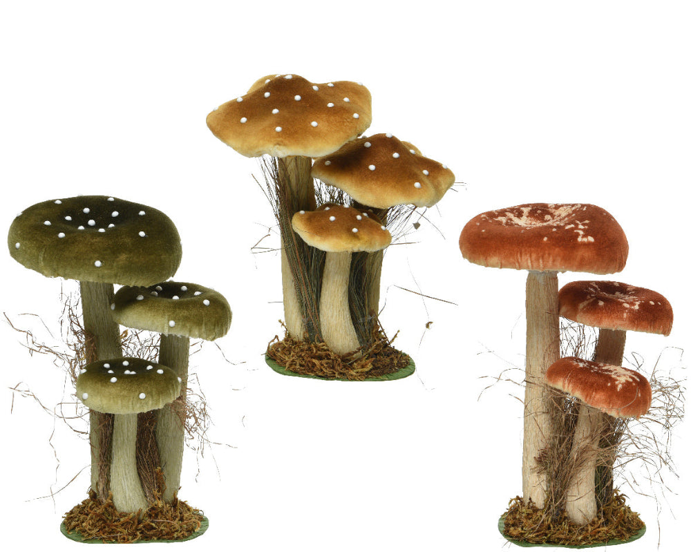 26cm Mushroom Polyester Velvet Bunch