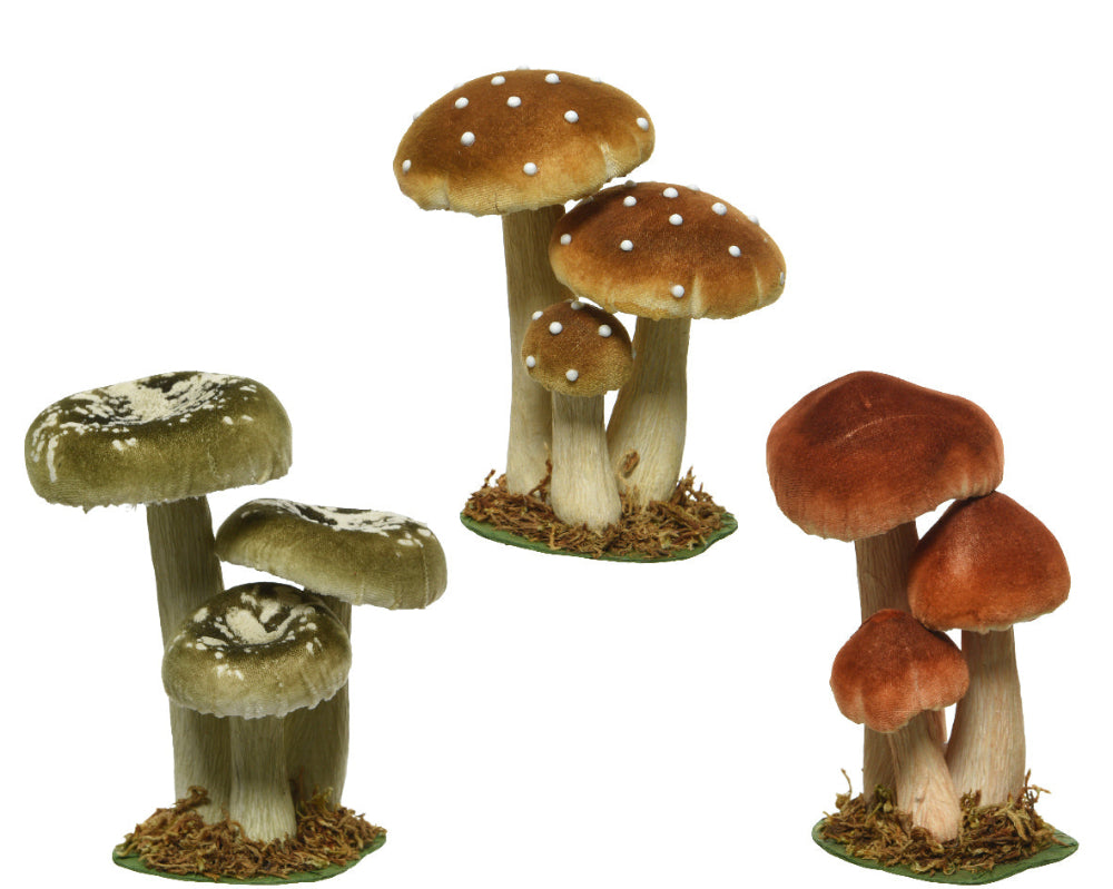 17cm Mushroom Polyester Velvet Bunch