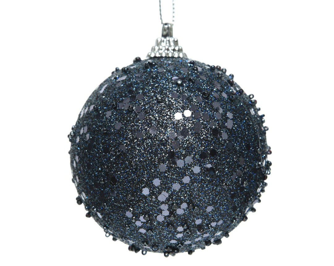 kaemingk foam bauble w/ glitter - night blue