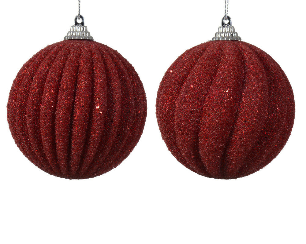 8cm Bauble Foam Glitters & Sequins Christmas Red