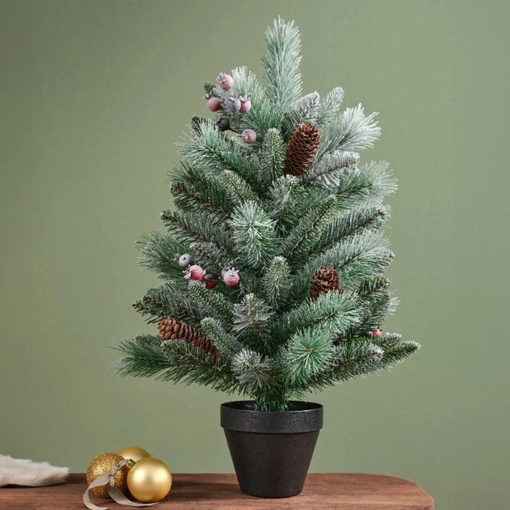 45cm Everlands Windham Frosted Mini Christmas Tree with Berries & Pinecones