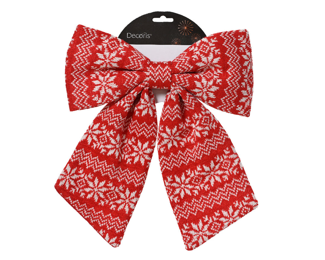32cm Bow Polyester Red & White 2 Pack