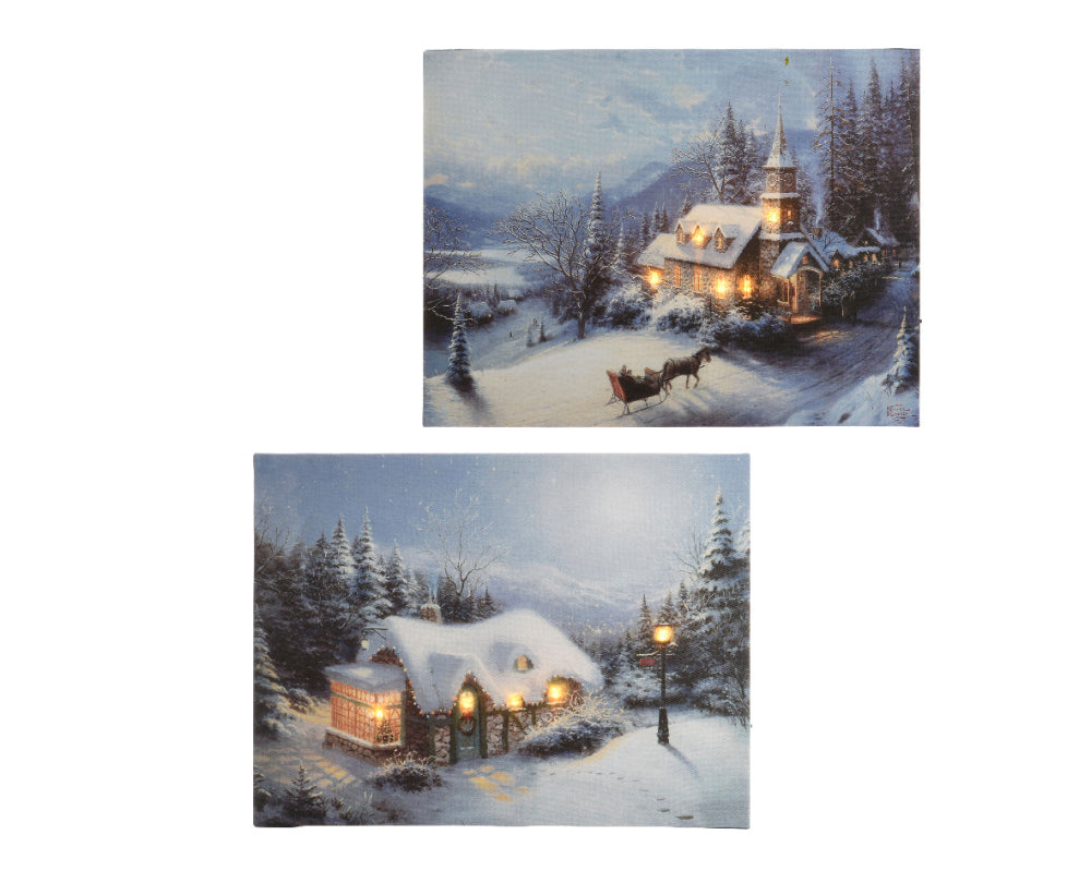 LED Canvas Steady Snowy House