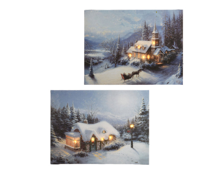 LED Canvas Steady Snowy House