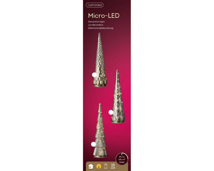 33cm Micro LED Glass Tree Steady Silver