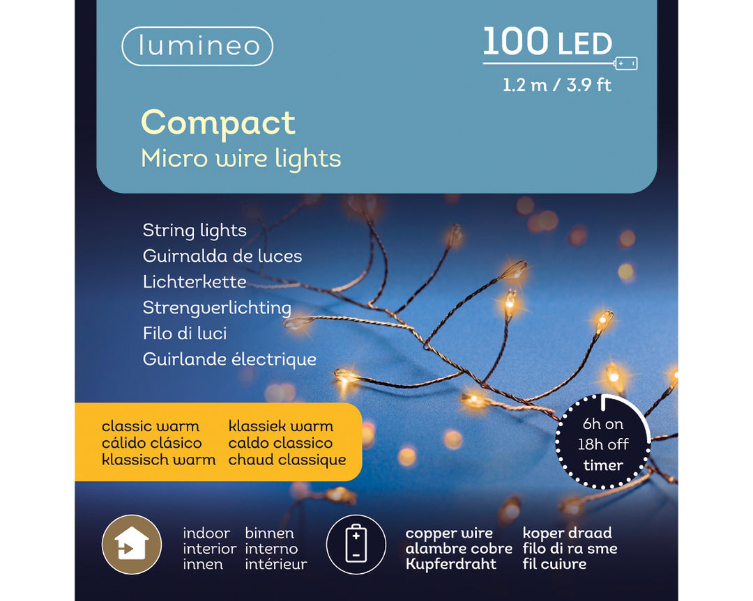 lumineo 100 micro led b-o compact lights w/ copper wire