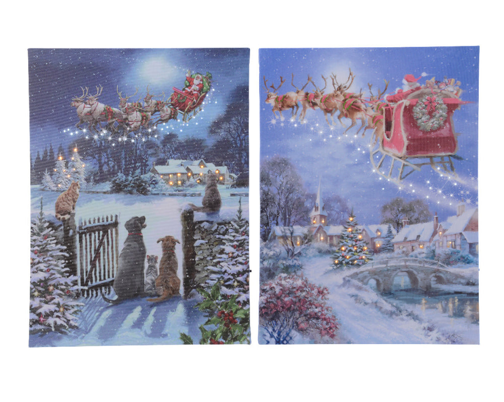 LED Canvas Flashing Effect BO Santa & Sleigh