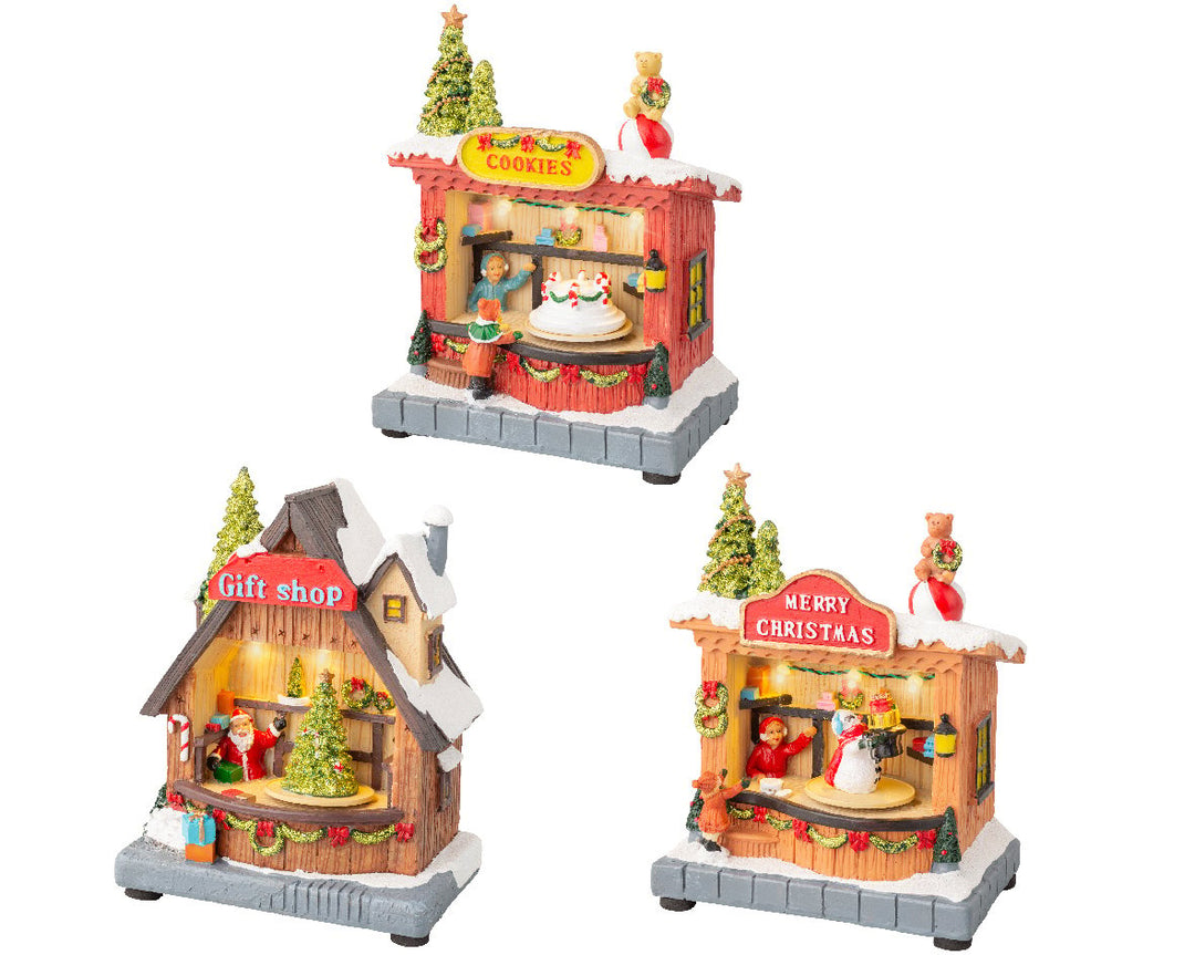 kaemingk led plastic house - set of 3