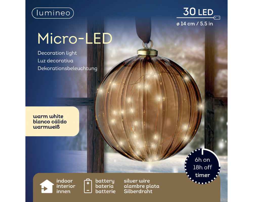 Micro LED Ball Steady 14cm Brown/Warm White
