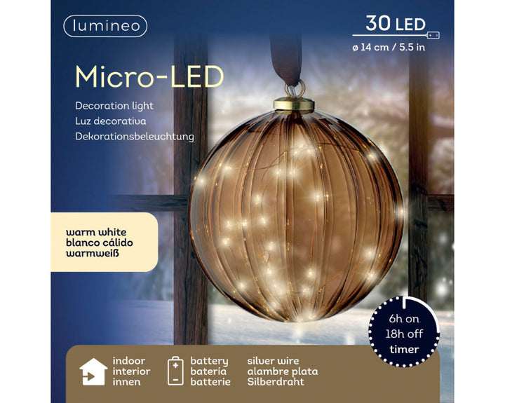 Micro LED Ball Steady 14cm Brown/Warm White