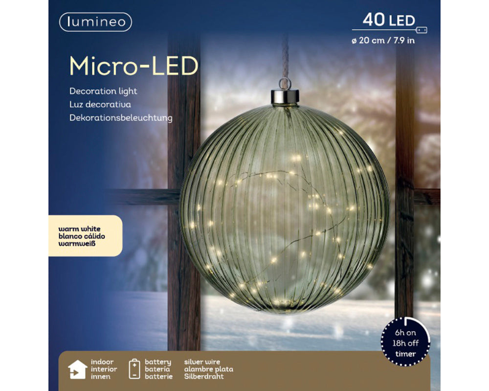 Lumineo LED Glass Ornaments - Green