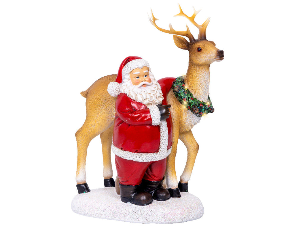 Micro LED Santa Polyresin With Deer