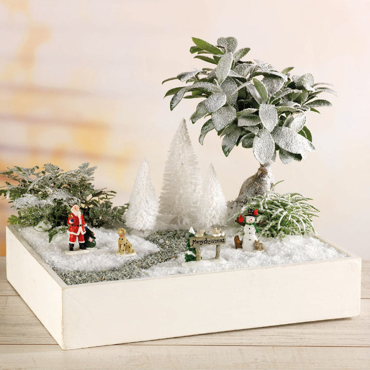 Polyresin White Tree Set For Village Decoration