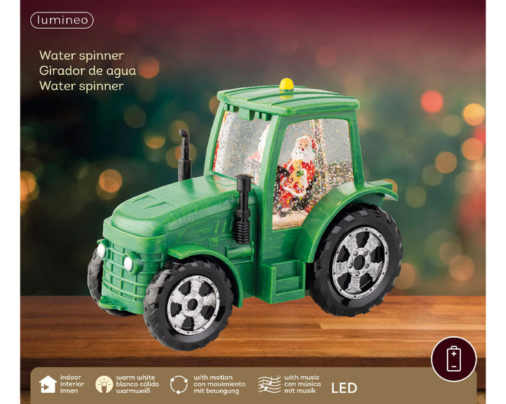 LED water Spinner Santa On Tractor