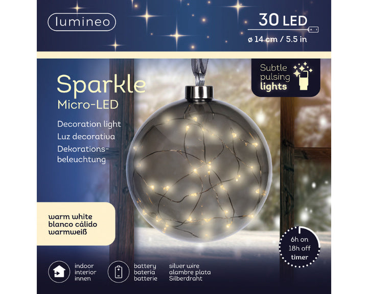 Micro LED ball sparkle effect 14cm Anthracite/Warm White