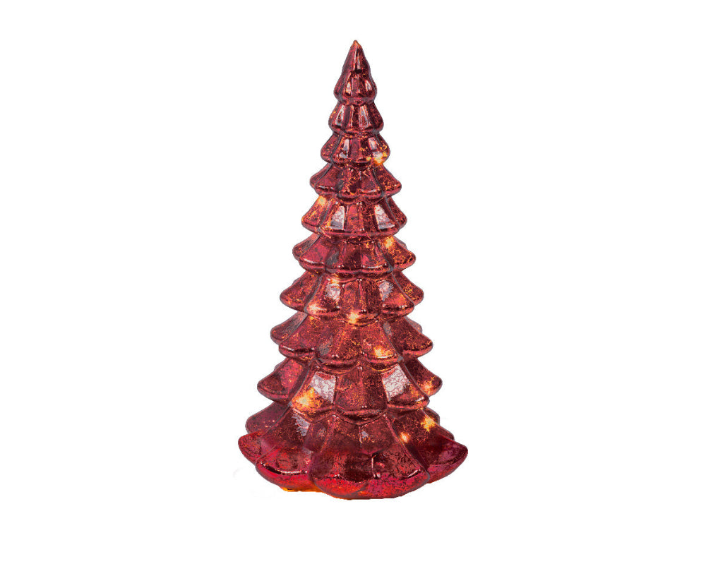 21cm Micro LED Glass Tree Steady Red