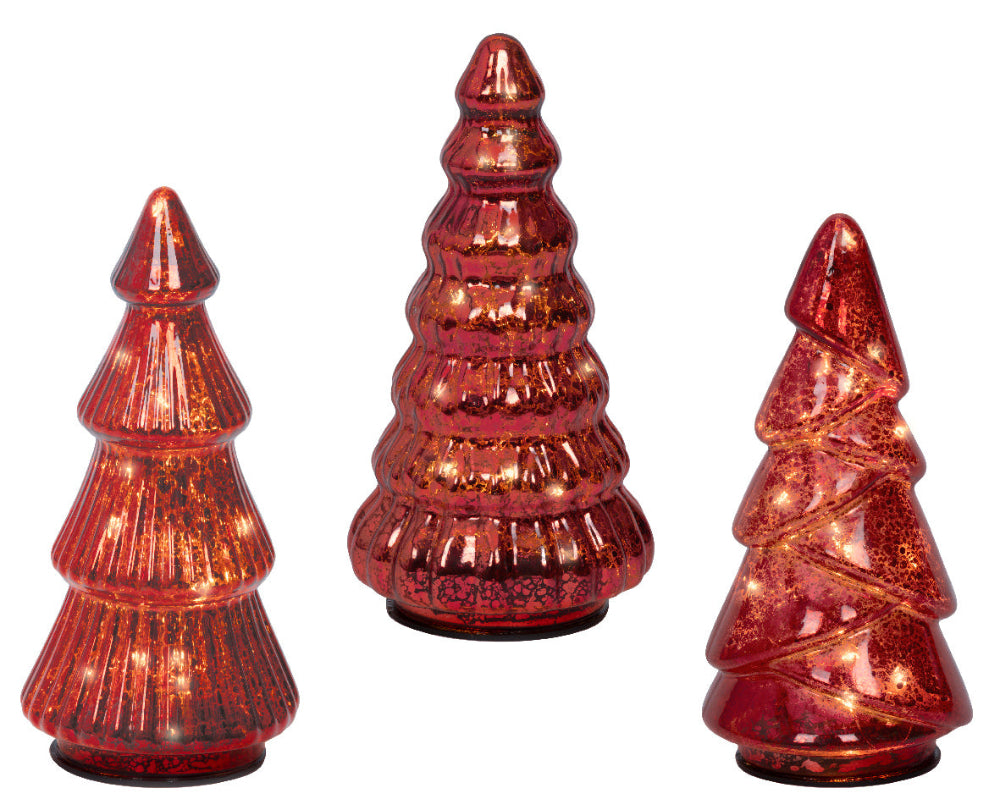 17.5cm Micro LED Glass Tree Steady Red