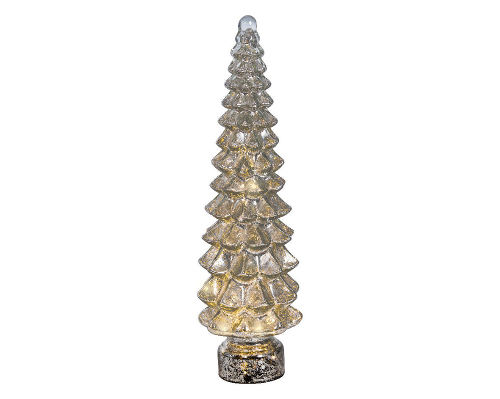 55cm Micro LED Glass Tree Sparkle Effect Silver