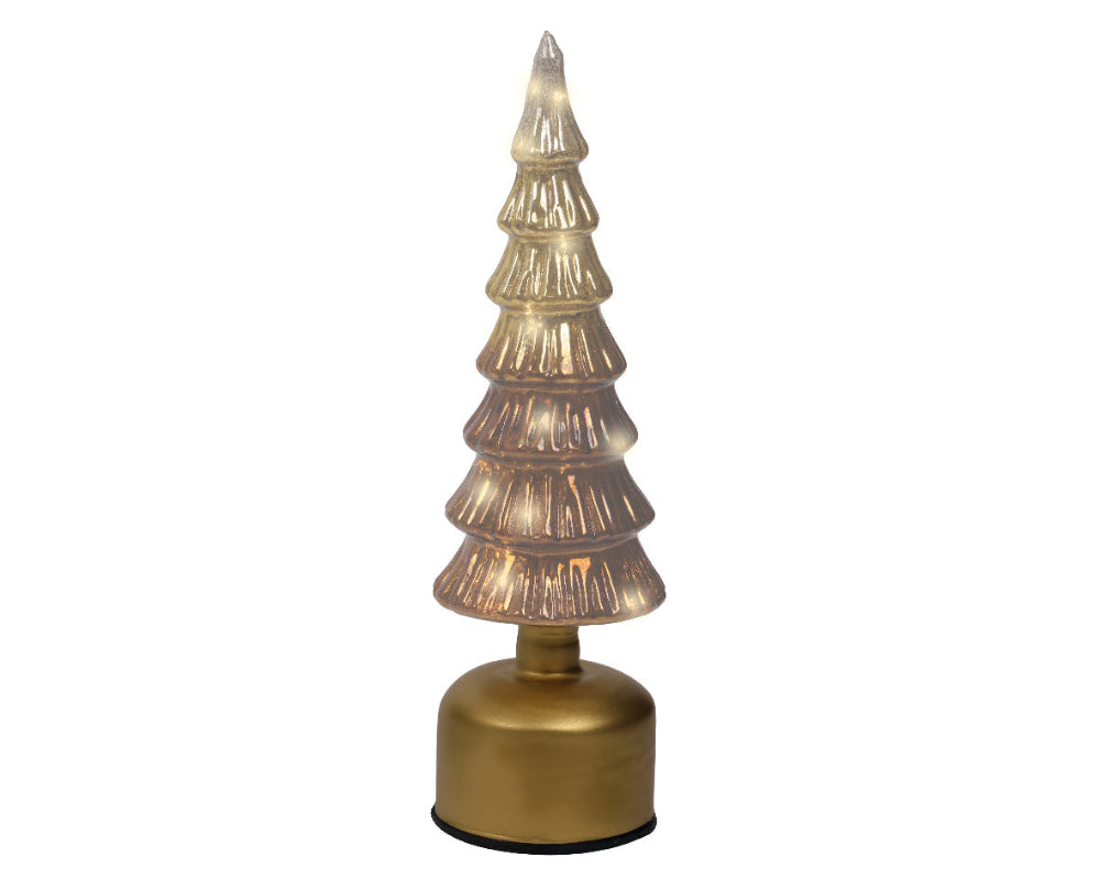 33cm Micro LED Rotating Glass Tree Brown