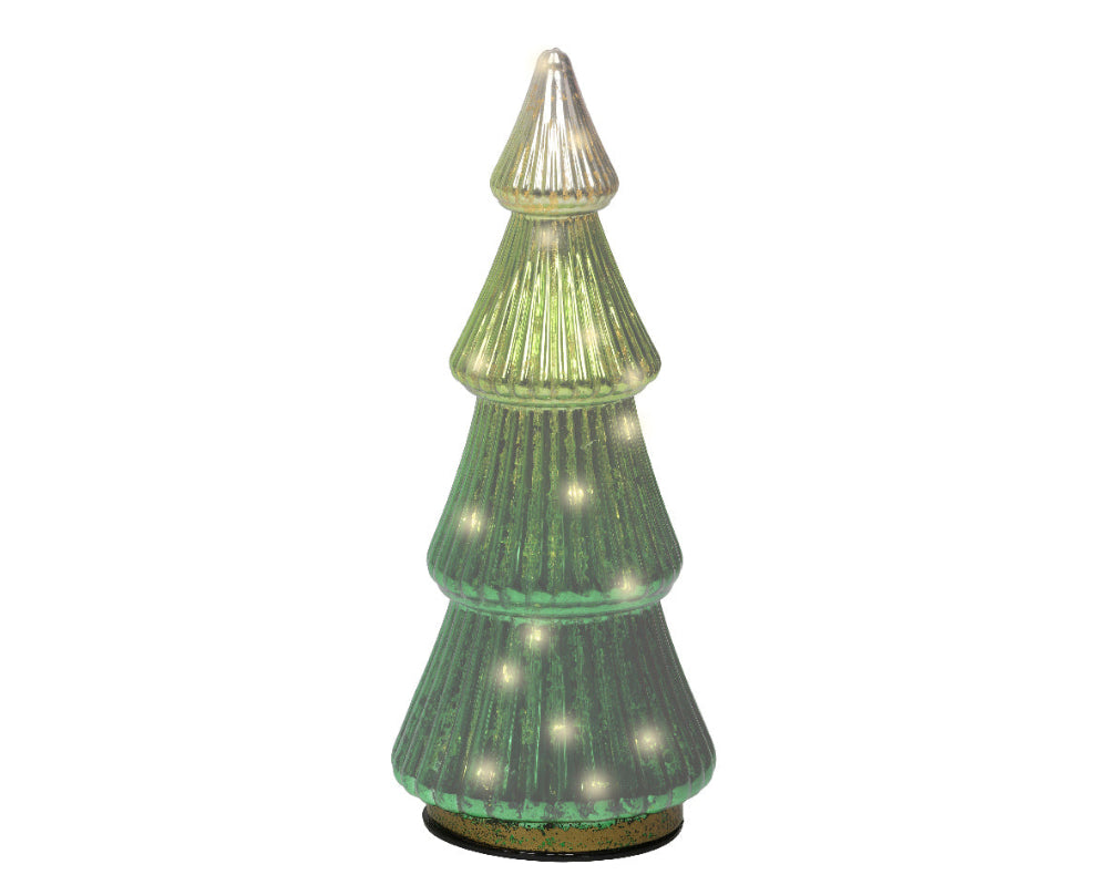 25cm Micro LED Glass Tree Flashing Effect Green