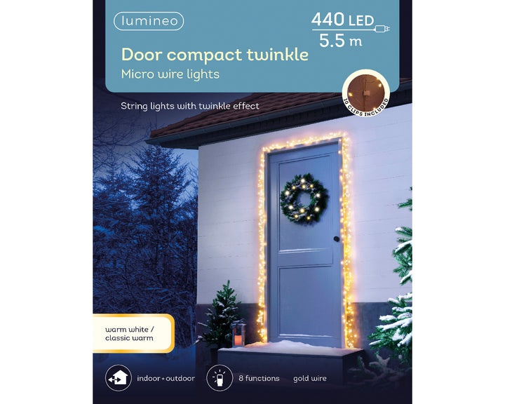 lumineo 440 micro led door twinkle lights - classic warm