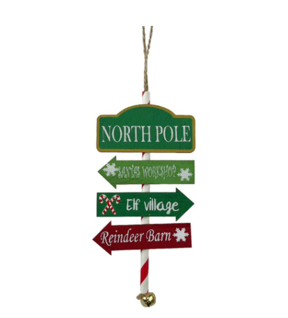 16cm Wooden Christmas Signpost