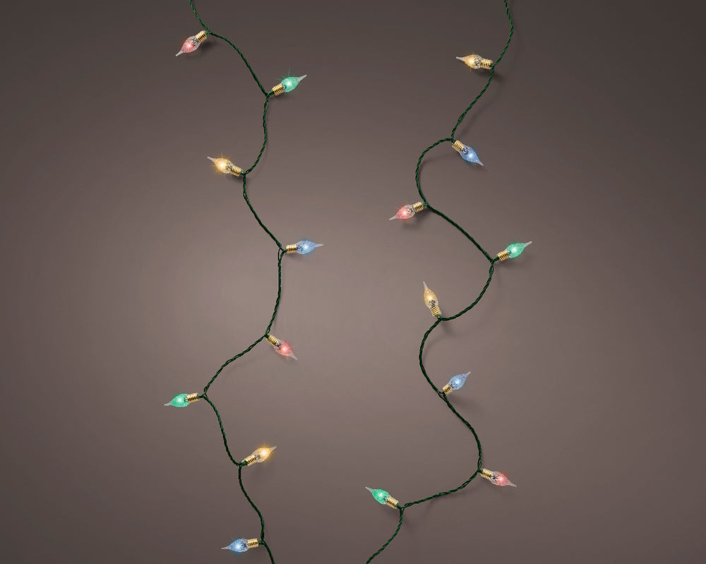 lumineo led vintage tree lights w/ green wire - multicolour