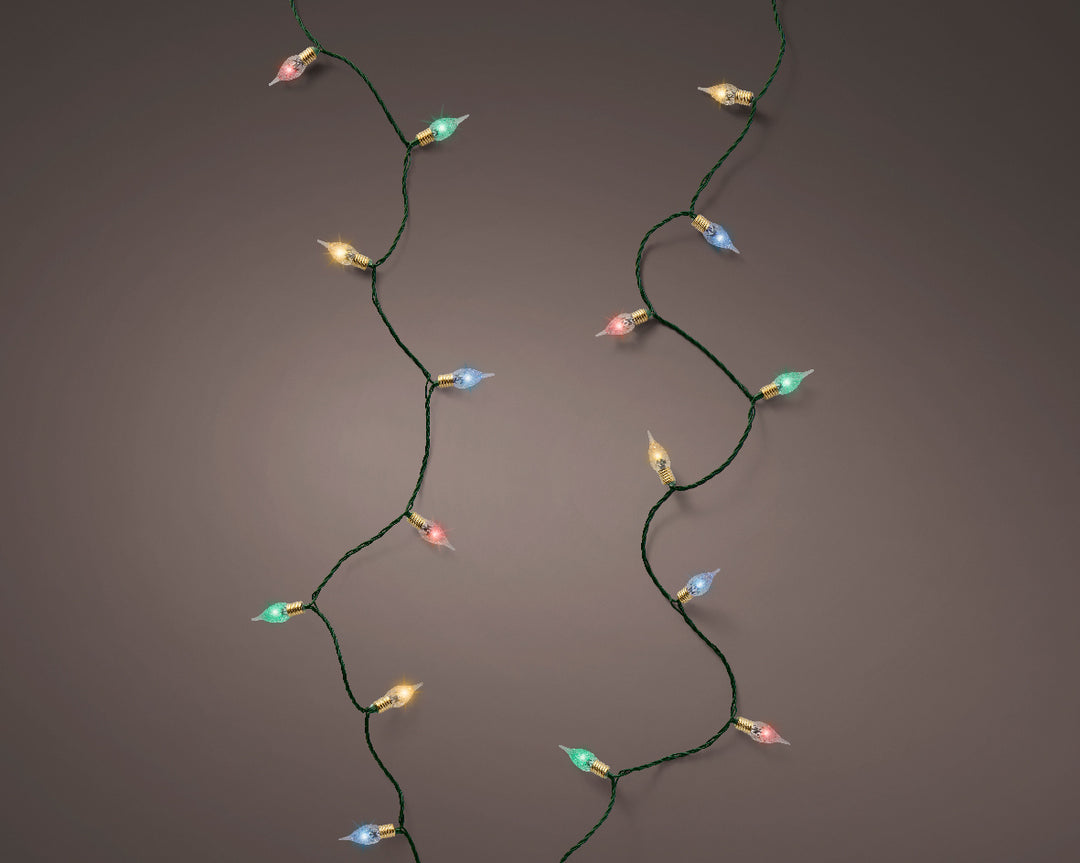 lumineo led vintage tree lights w/ green wire - multicolour