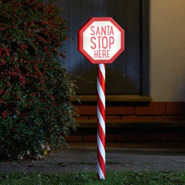 Santa Stop Here Stake Light