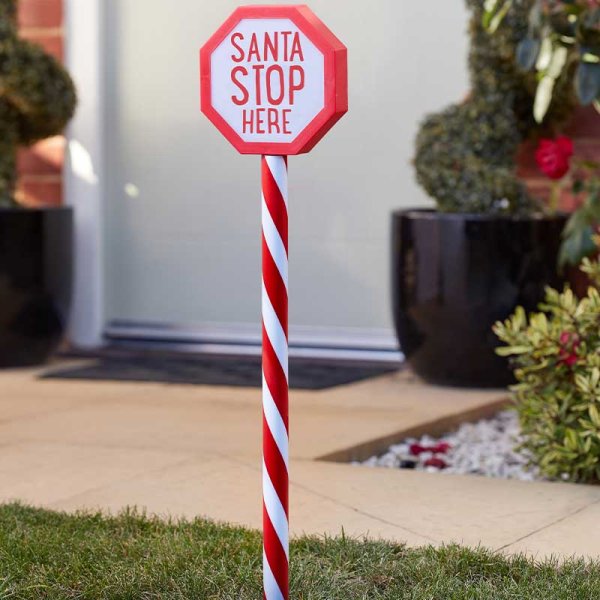 Santa Stop Here Stake Light