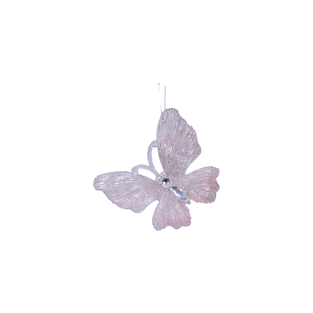 Plastic Butterfly W/ Glitter Ornament