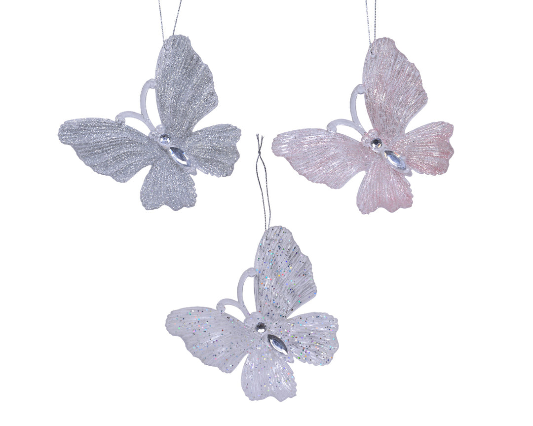 kaemingk plastic butterfly w/ glitter - set of 3